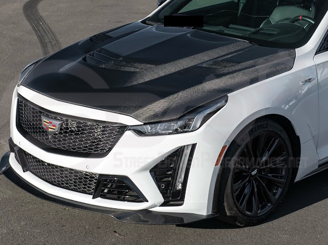 2022-UP CADILLAC CT5-V BLACKWING SEDAN | CARBON FIBER FACTORY EXTENDED STYLE FRONT LIP SPLITTER GROUND EFFECTS